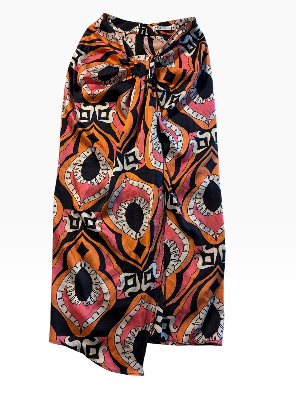 Zara NWT Multicolor Abstract Draped Midi Skirt XS